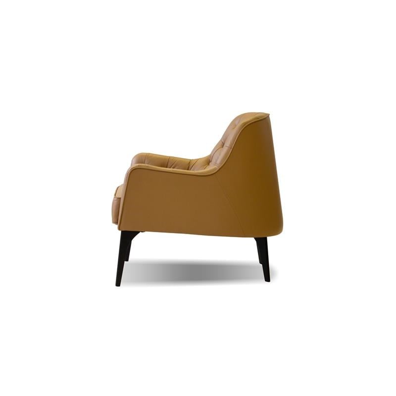 Mobital Ellington Modern Leather Arm Chair with Wood Legs in Caramel/Black