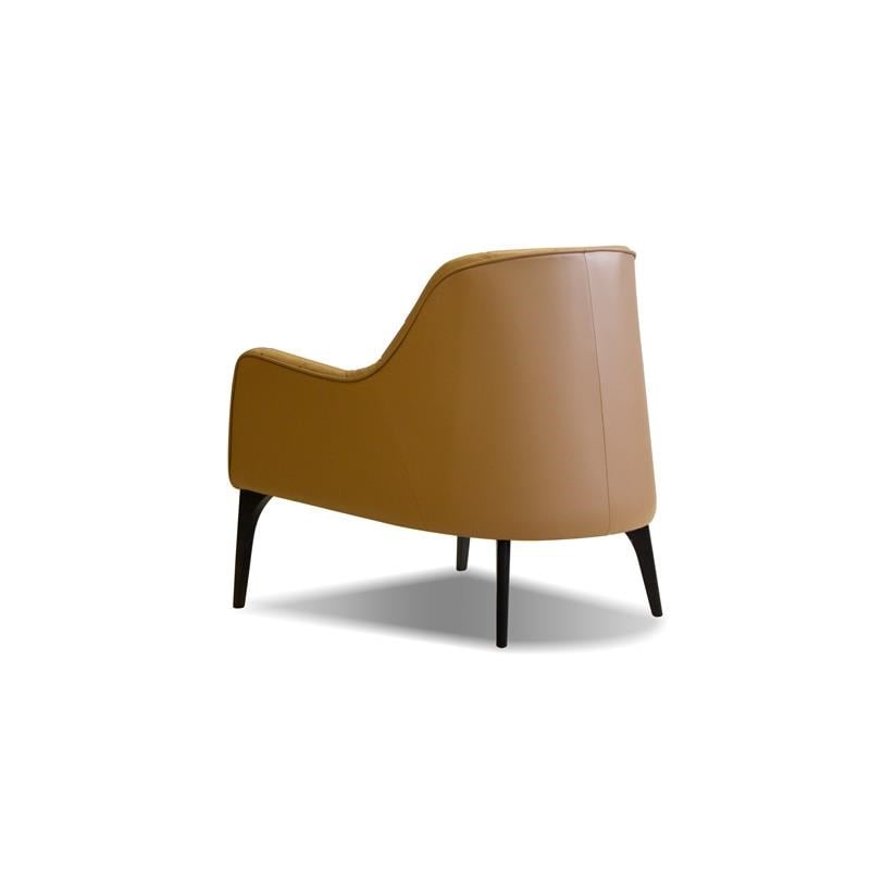 Mobital Ellington Modern Leather Arm Chair with Wood Legs in Caramel/Black