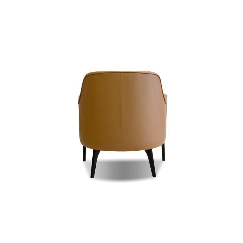 Mobital Ellington Modern Leather Arm Chair with Wood Legs in Caramel/Black