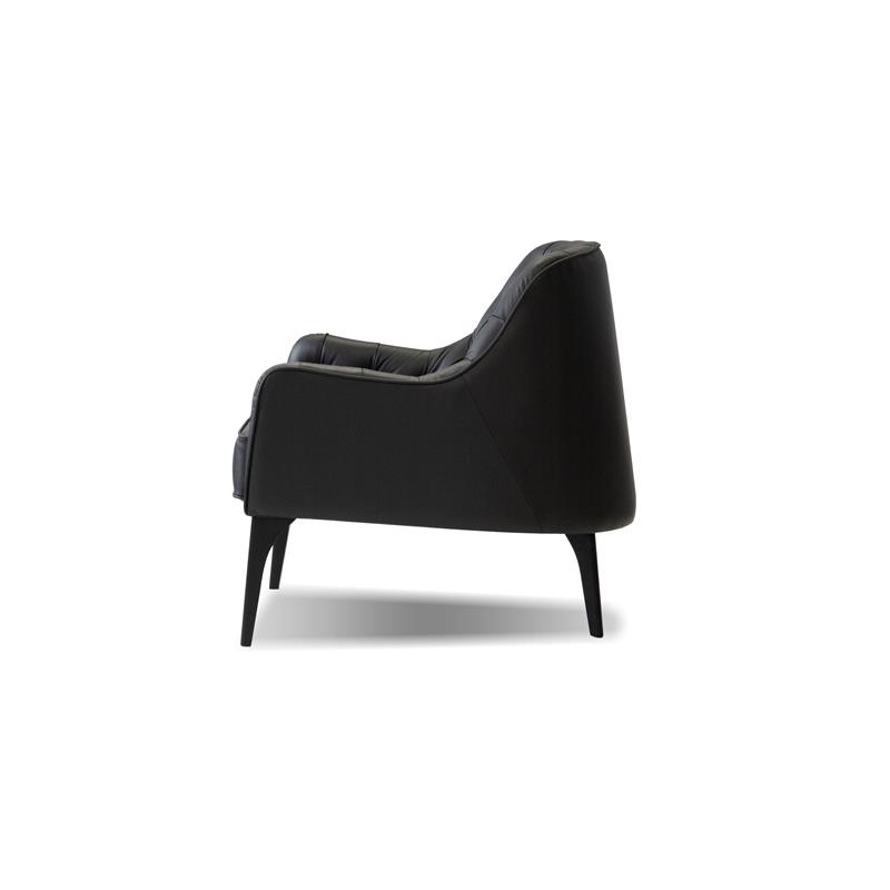 Mobital Ellington Modern Leather Arm Chair with Wood Legs in Black