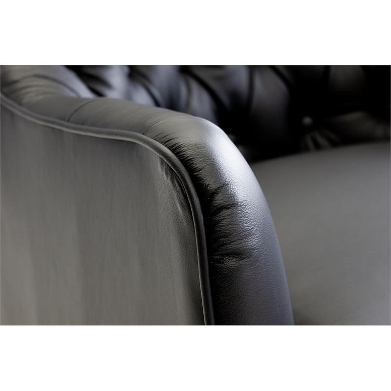 Mobital Ellington Modern Leather Arm Chair with Wood Legs in Black