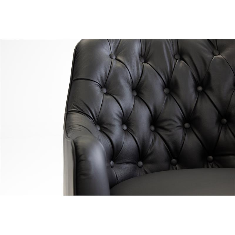 Mobital Ellington Modern Leather Arm Chair with Wood Legs in Black