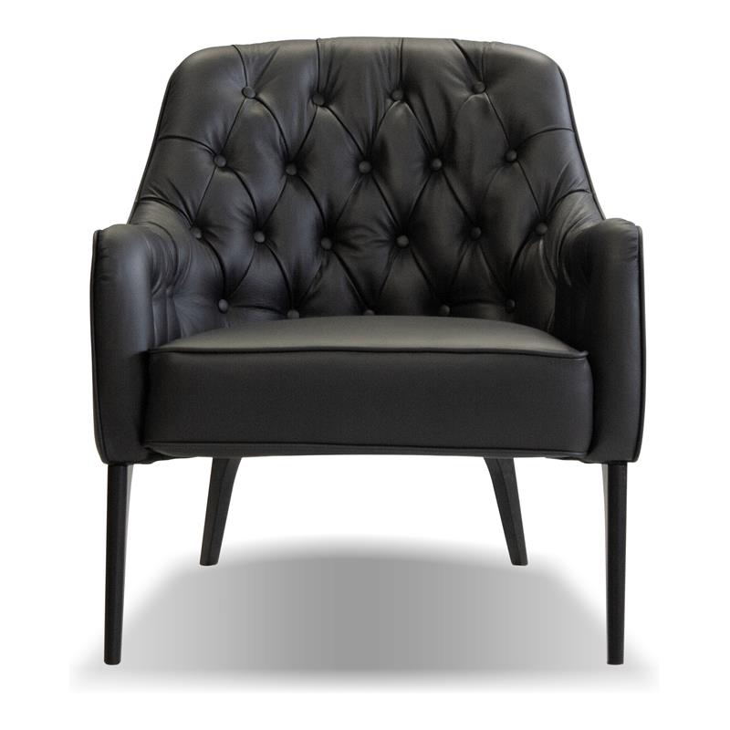 Mobital Ellington Modern Leather Arm Chair with Wood Legs in Black
