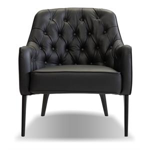 Mobital Ellington Modern Leather Arm Chair with Wood Legs in Black