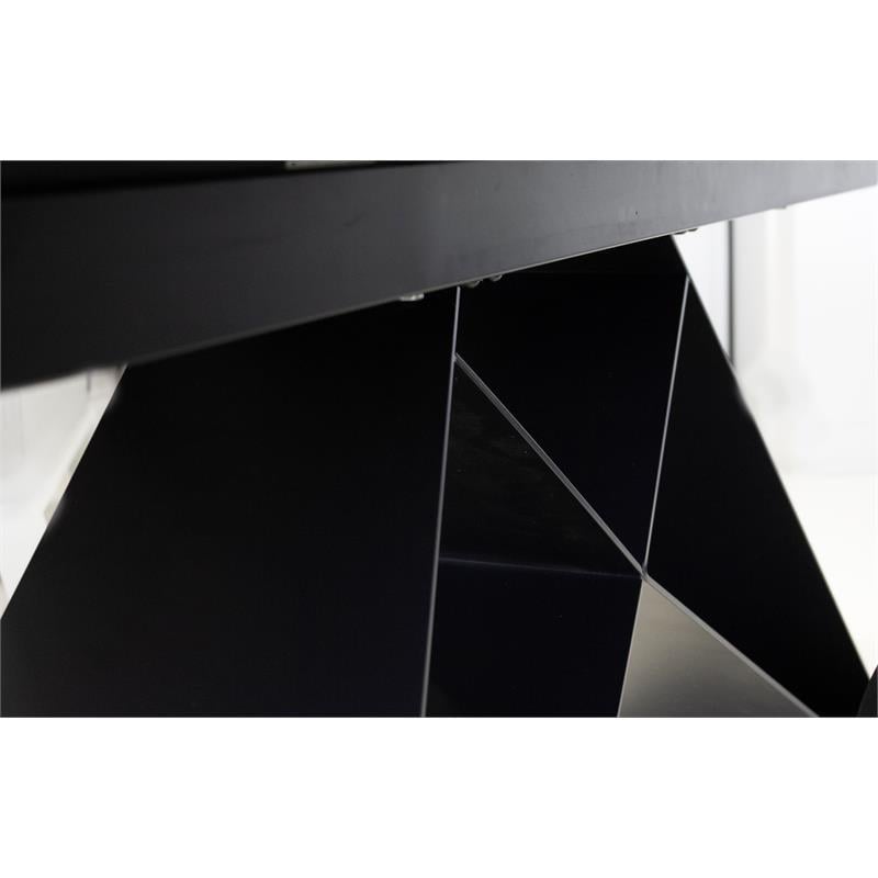Mobital The W Modern Ceramic and Tempered Glass Top Dining Table in Black