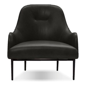 Mobital Swoon Modern Leather Lounge Chair with Powder Coated Legs in Black