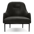 Mobital Swoon Modern Leather Lounge Chair with Powder Coated Legs in Black