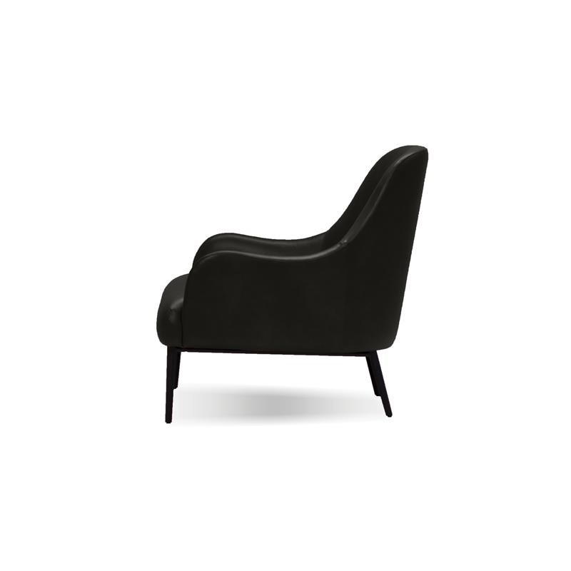 Mobital Swoon Modern Leather Lounge Chair with Powder Coated Legs in Black