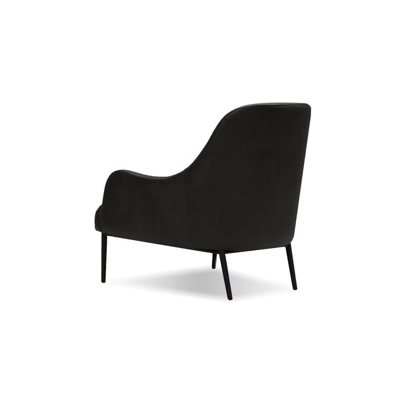 Mobital Swoon Modern Leather Lounge Chair with Powder Coated Legs in Black