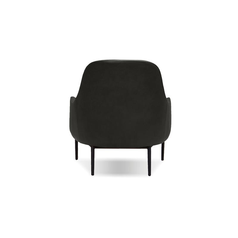 Mobital Swoon Modern Leather Lounge Chair with Powder Coated Legs in Black