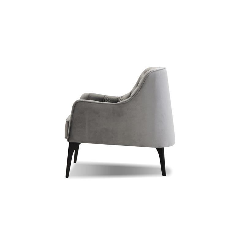 Mobital Ellington Modern Velvet Arm Chair with Black Wood Legs in Pewter