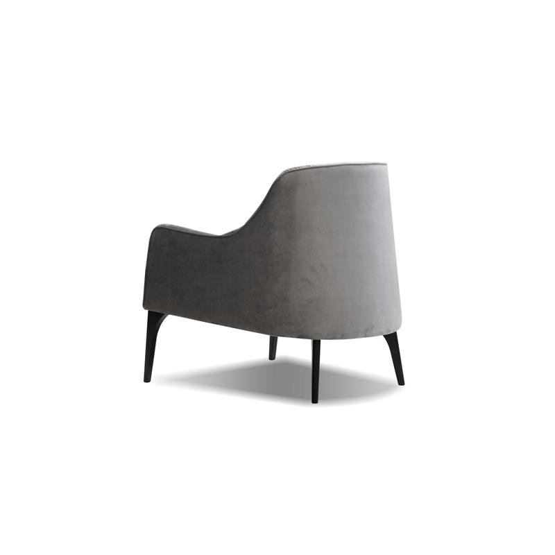 Mobital Ellington Modern Velvet Arm Chair with Black Wood Legs in Pewter