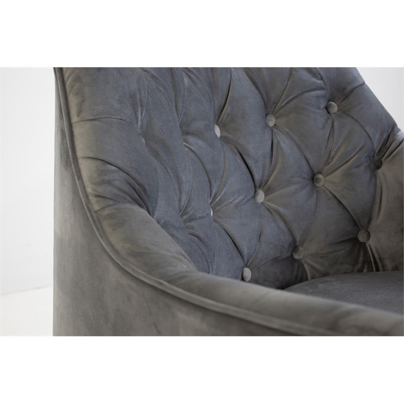 Mobital Ellington Modern Velvet Arm Chair with Black Wood Legs in Pewter