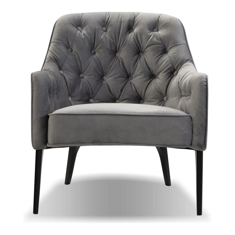 Mobital Ellington Modern Velvet Arm Chair with Black Wood Legs in Pewter