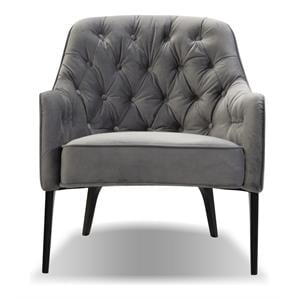Mobital Ellington Modern Velvet Arm Chair with Black Wood Legs in Pewter