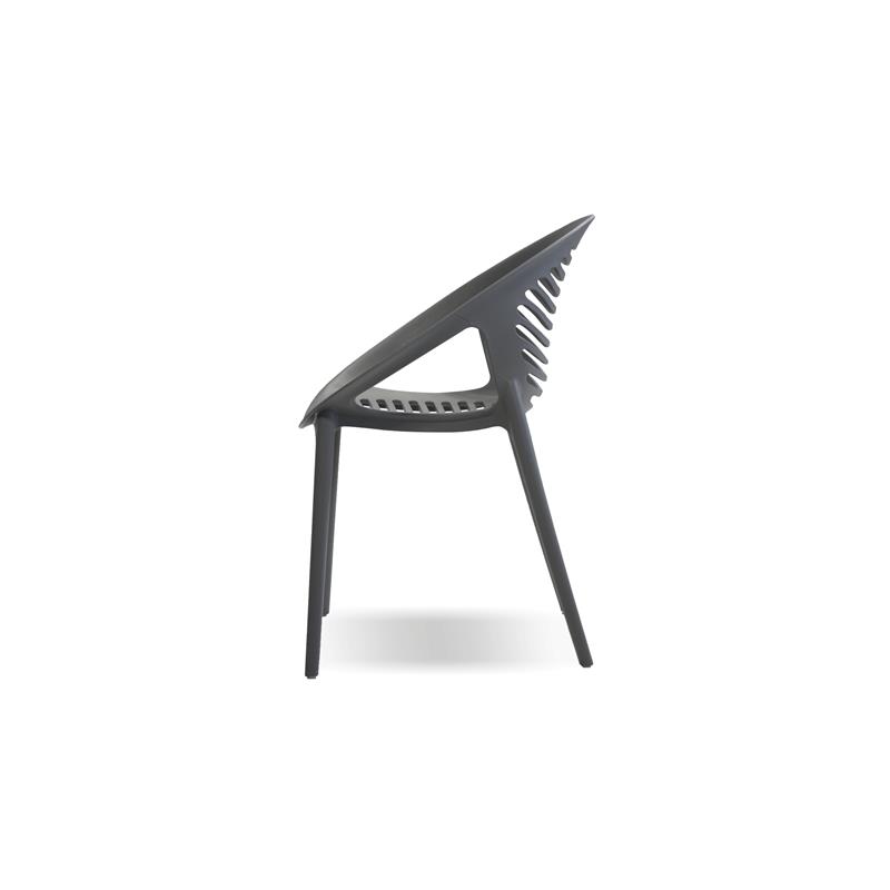 Mobital Gravely Modern Polypropylene Plastic Arm Chair in Gray (Set of 4)