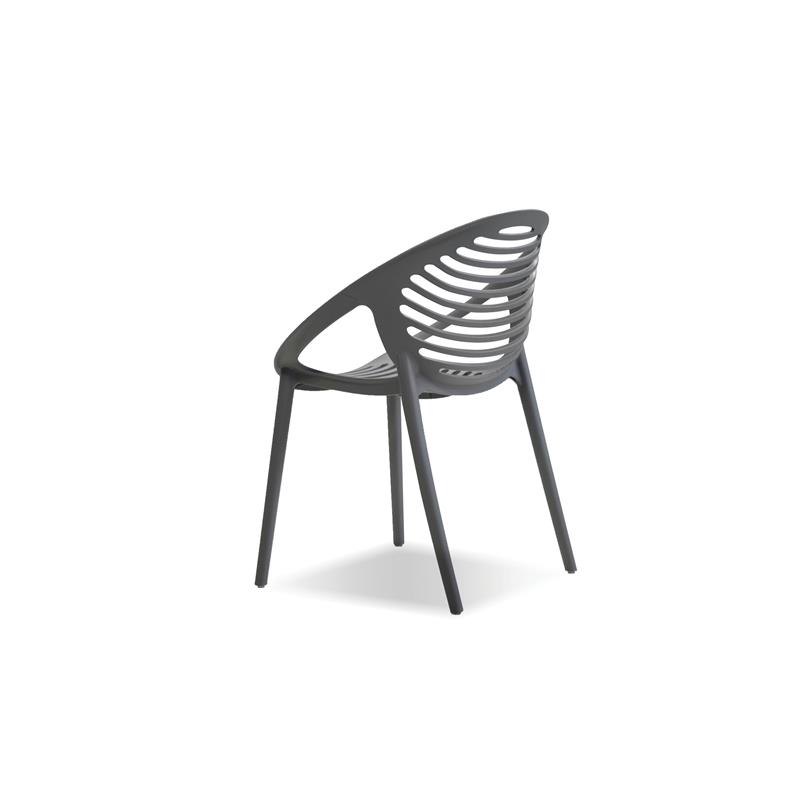 Mobital Gravely Modern Polypropylene Plastic Arm Chair in Gray (Set of 4)