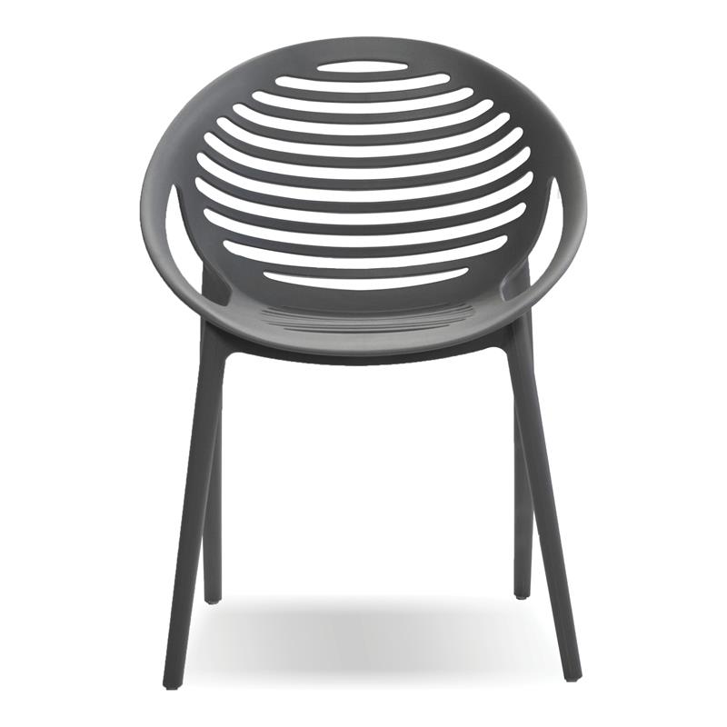 Mobital Gravely Modern Polypropylene Plastic Arm Chair in Gray (Set of 4)