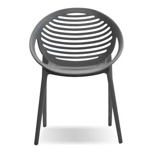 Mobital Gravely Modern Polypropylene Plastic Arm Chair in Gray (Set of 4)