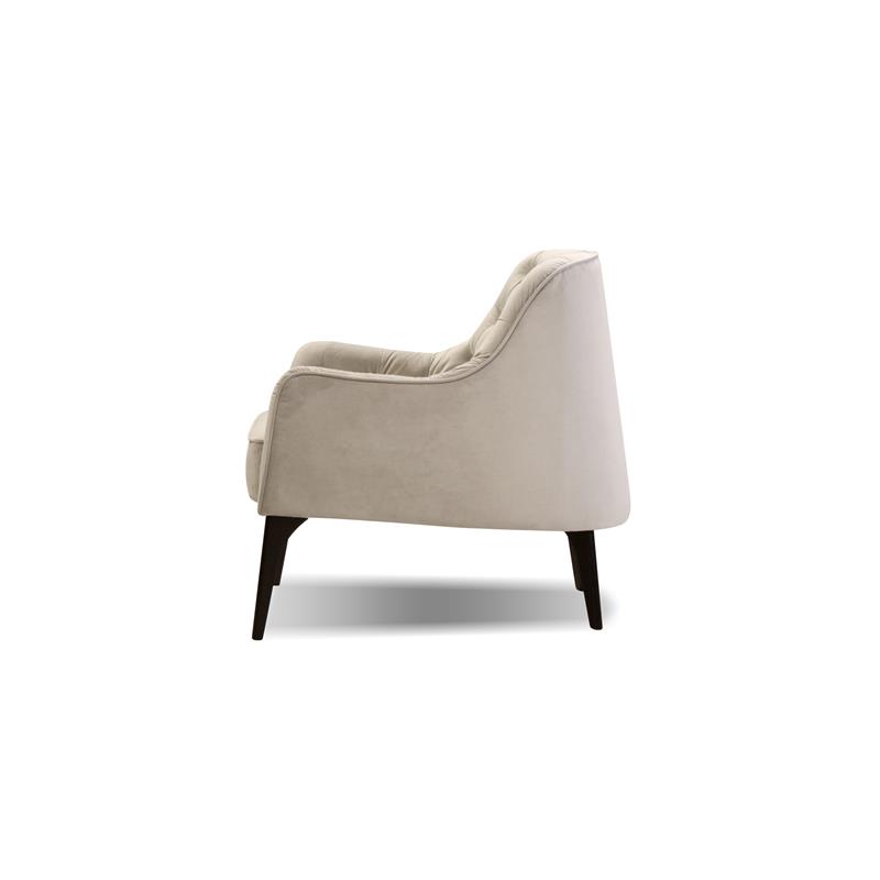 Mobital Ellington Modern Velvet Arm Chair with Black Wood Legs in Beige