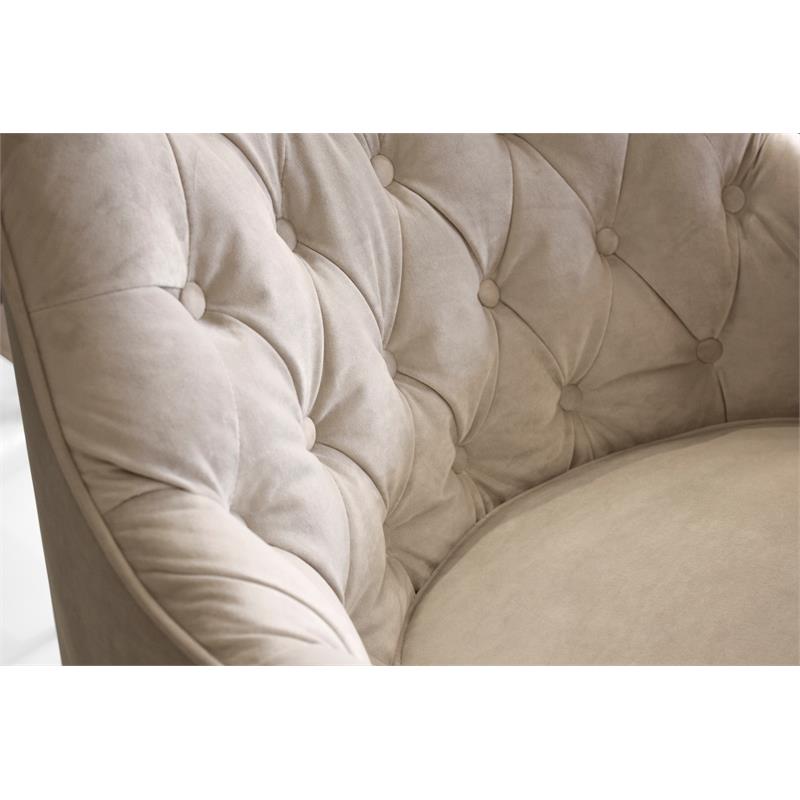 Mobital Ellington Modern Velvet Arm Chair with Black Wood Legs in Beige