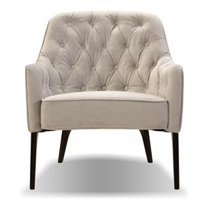 Mobital Ellington Modern Velvet Arm Chair with Black Wood Legs in Beige