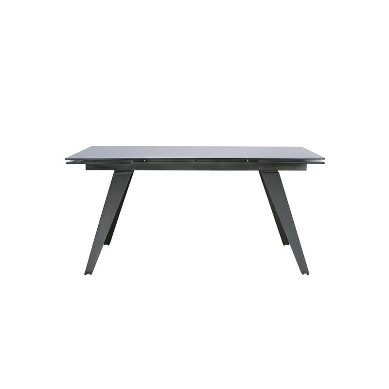 Mobital Noire Modern Tempered Glass Extending Dining Table in Smoked Gray