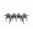 Mobital Noire Modern Tempered Glass Extending Dining Table in Smoked Gray