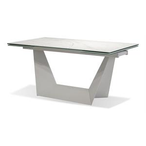 Mobital Origami 94&quot Modern Ceramic Extending Dining Table in Carrera White