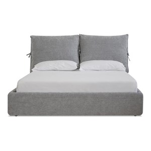 Mobital Plume 67.5&quot Modern Chenille Fabric Queen Bed in Heather Gray