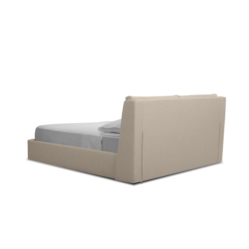 Mobital Continental Modern Polyester Blend Fabric Queen Bed in Stone Wheat Tweed