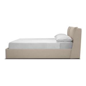 Mobital Continental Modern Polyester Blend Fabric Queen Bed in Stone Wheat Tweed