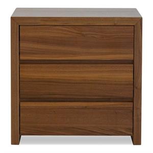 Mobital Blanche 3-drawer Modern Wood Night Table in Natural Walnut
