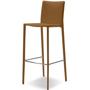 Mobital Zak 30&quot Modern Leather Bar Stool with Steel Frame in Caramel (Set of 2)