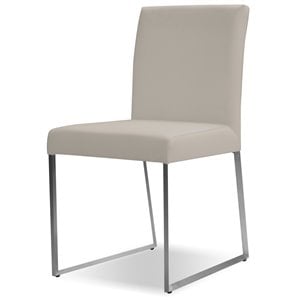 Mobital Tate Modern Leather Dining Chair with Steel Frame in Pewter (Set of 2)
