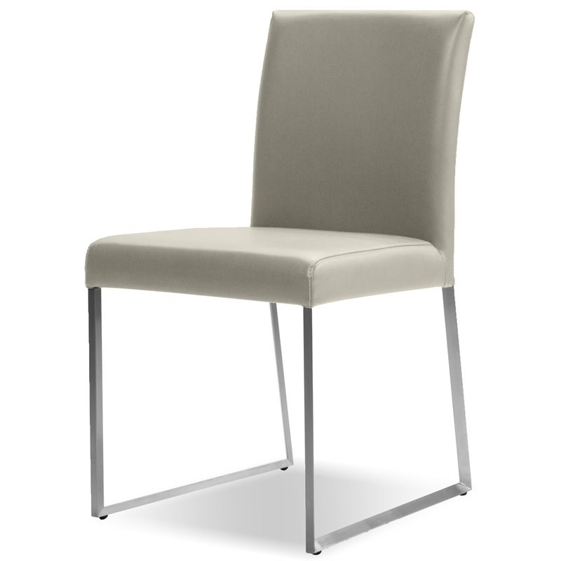 Mobital Tate Modern Leather and Brushed Steel Dining Chair in Brown (Set of 2)