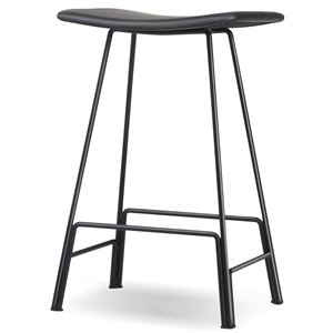 Mobital Canaria 26.5&quot Leather Counter Stool with Powder Coated Steel in Black