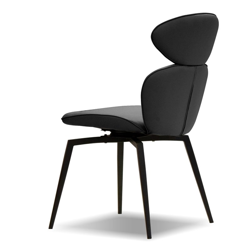 Mobital Antler Dining Chair Slate Grey Leatherette- Black  Legs Set Of 2