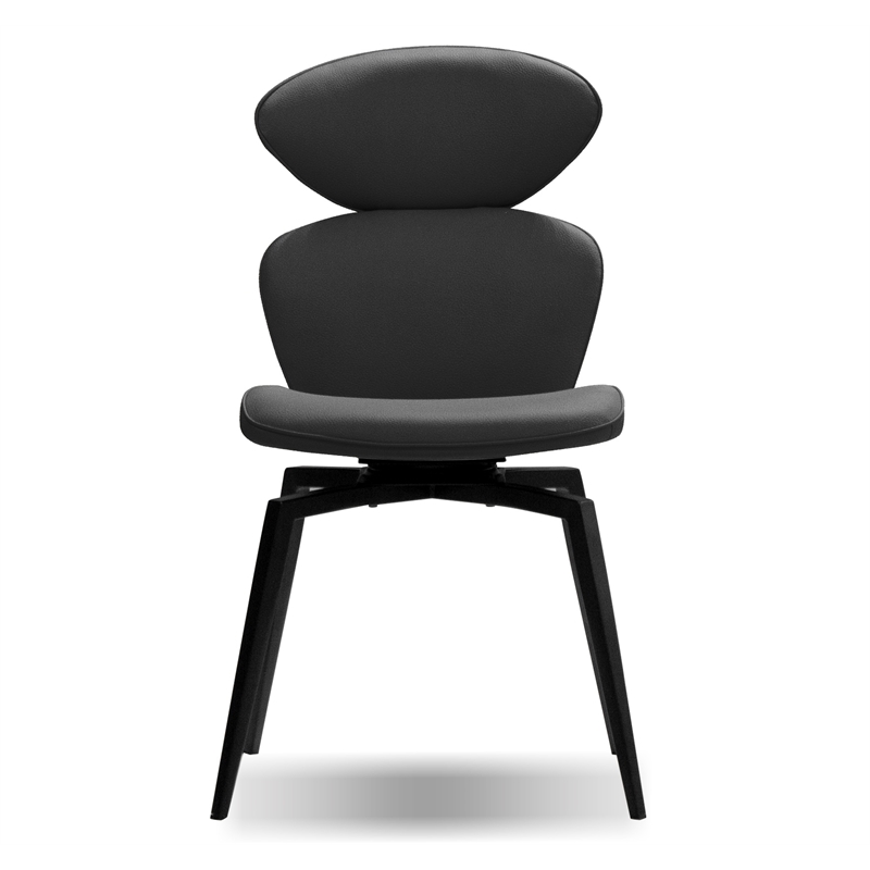 Mobital Antler Dining Chair Slate Grey Leatherette- Black  Legs Set Of 2