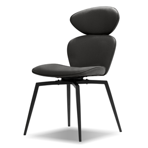 Mobital Antler Dining Chair Slate Grey Leatherette- Black  Legs Set Of 2