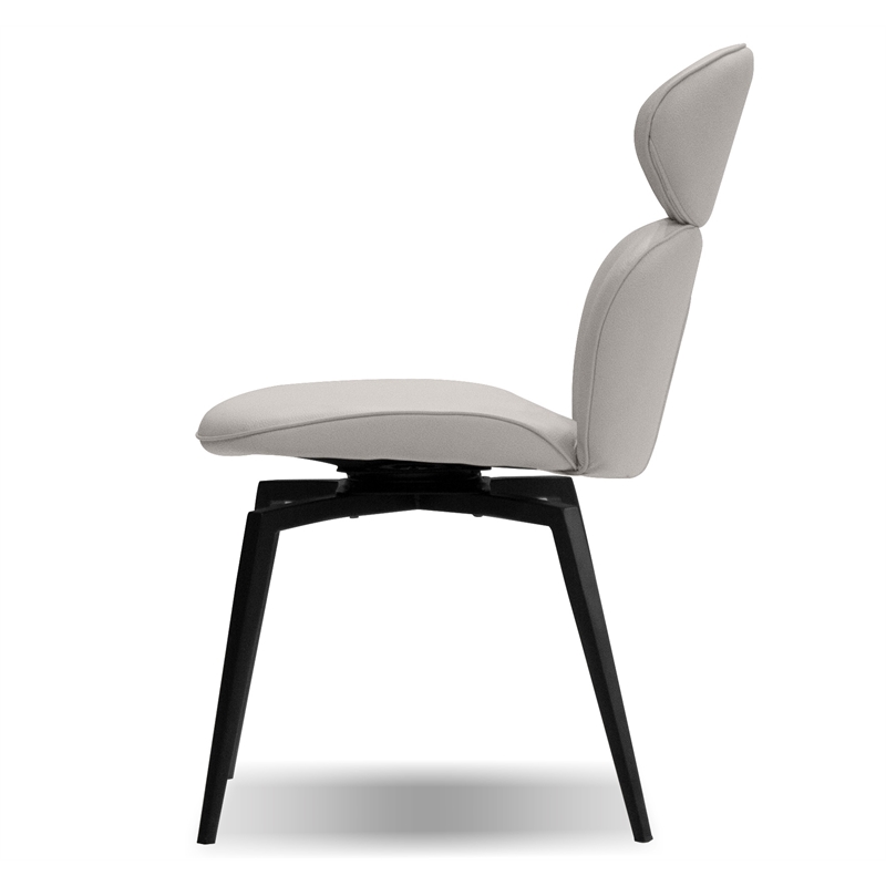Mobital Antler Dining Chair Light Taupe Leatherette- Black  Legs Set Of 2
