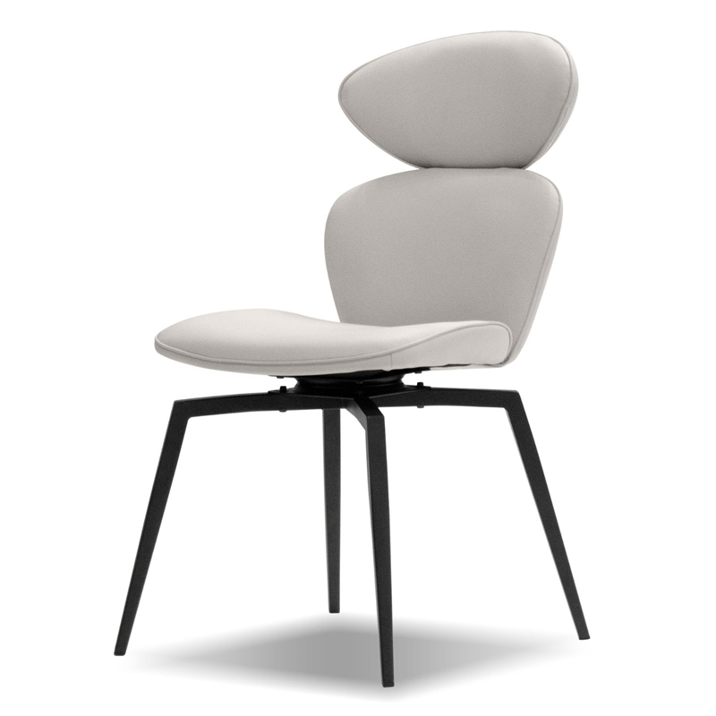 Mobital Antler Dining Chair Light Taupe Leatherette- Black  Legs Set Of 2