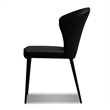 Mobital Ariel Dining Chair Black Leather- Black  Legs Set Of 2