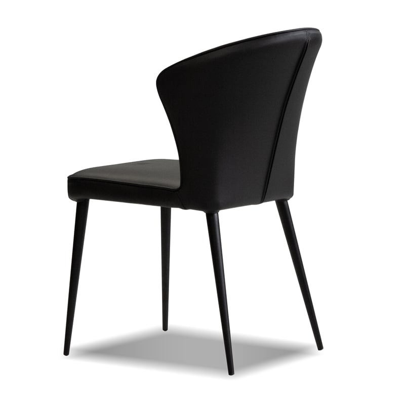 Mobital Ariel Dining Chair Black Leather- Black  Legs Set Of 2