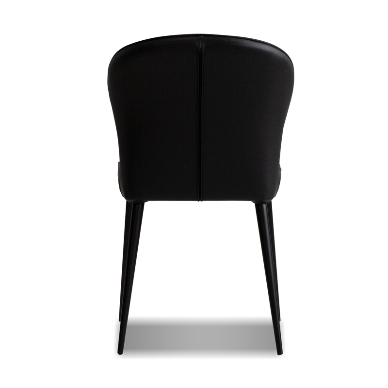 Mobital Ariel Dining Chair Black Leather- Black  Legs Set Of 2