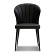 Mobital Ariel Dining Chair Black Leather- Black  Legs Set Of 2