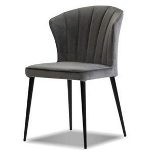 Mobital Ariel Dining Chair Graphite Velvet- Black  Legs Set Of 2