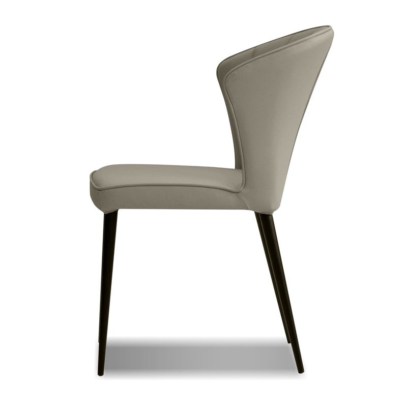 Mobital Ariel Dining Chair Pewter Leather- Black  Legs Set Of 2