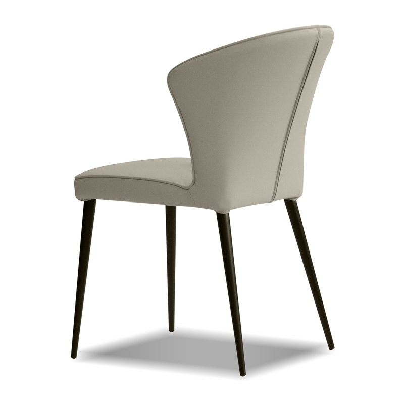 Mobital Ariel Dining Chair Pewter Leather- Black  Legs Set Of 2