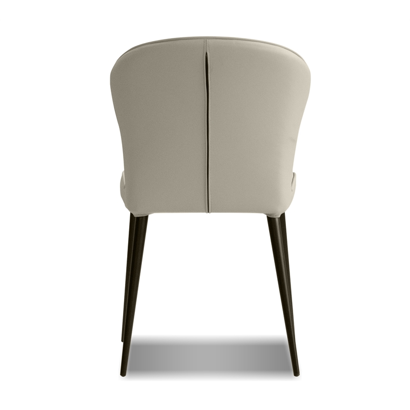 Mobital Ariel Dining Chair Pewter Leather- Black  Legs Set Of 2